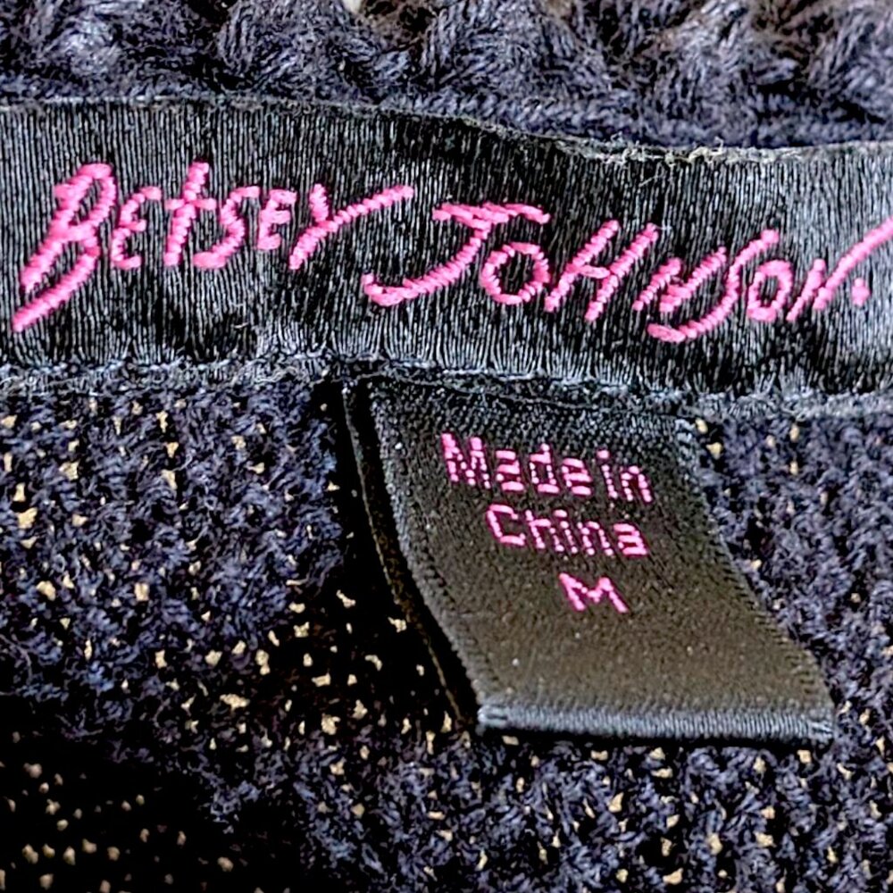 Betsey Johnson rare vintage 90's knit embroidered pointielle midi dress M - Picture 8 of 11
